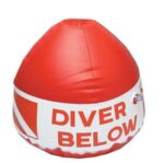 COMPACT INFLATABLE CIRCULAR FLOAT AND FLAG