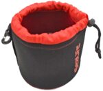 Soft Lined Neoprene Gear Pouch (Black/Red, 5 x 5 x 6.) For camera