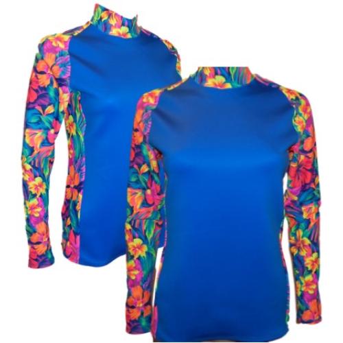 RASH GUARD- ROYAL BLUE- TAHITIAN ORANGE