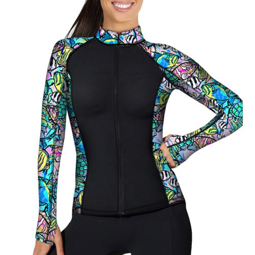WOMENS ZIP RASH GUARDS FishFrenzy ZR 3X