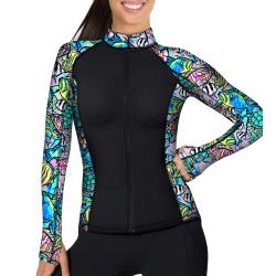 WOMENS ZIP RASH GUARDS FishFrenzy ZR 2X