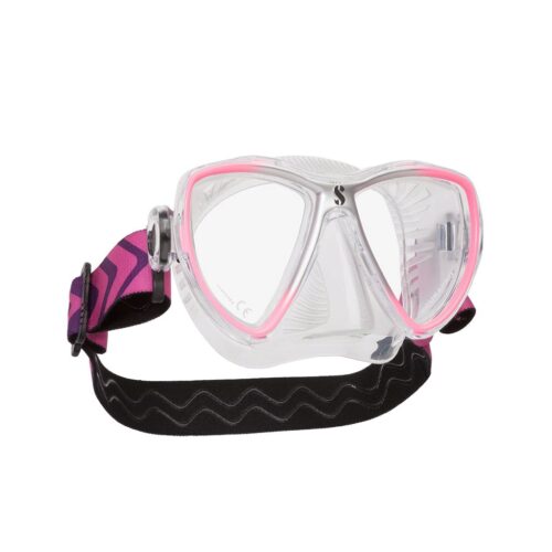 Synergy Mini Mask w/ Comfort Strap -Pink/Silver - Clear Skirt