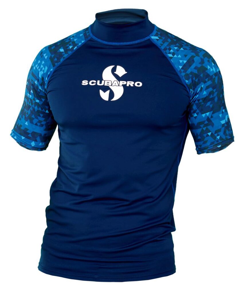 Aegean Rash Guard Mens, Short Sleeve (UPF50)- Blue
