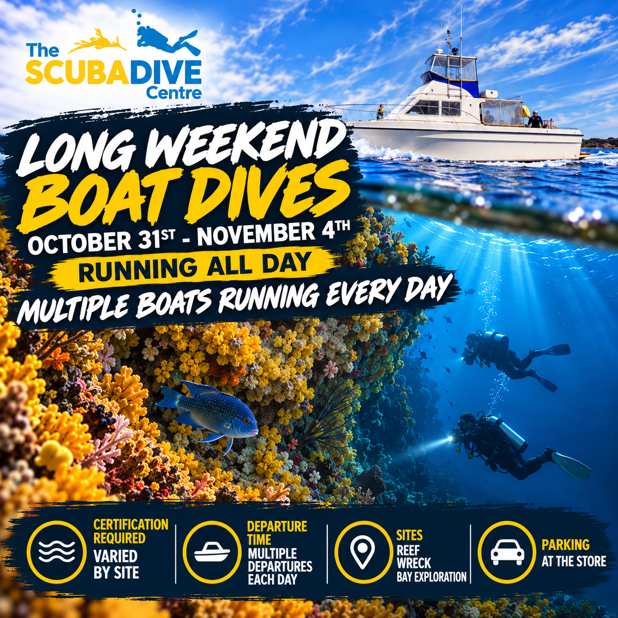 Saturday 31st October | Midday | Single or Double Boat Dive