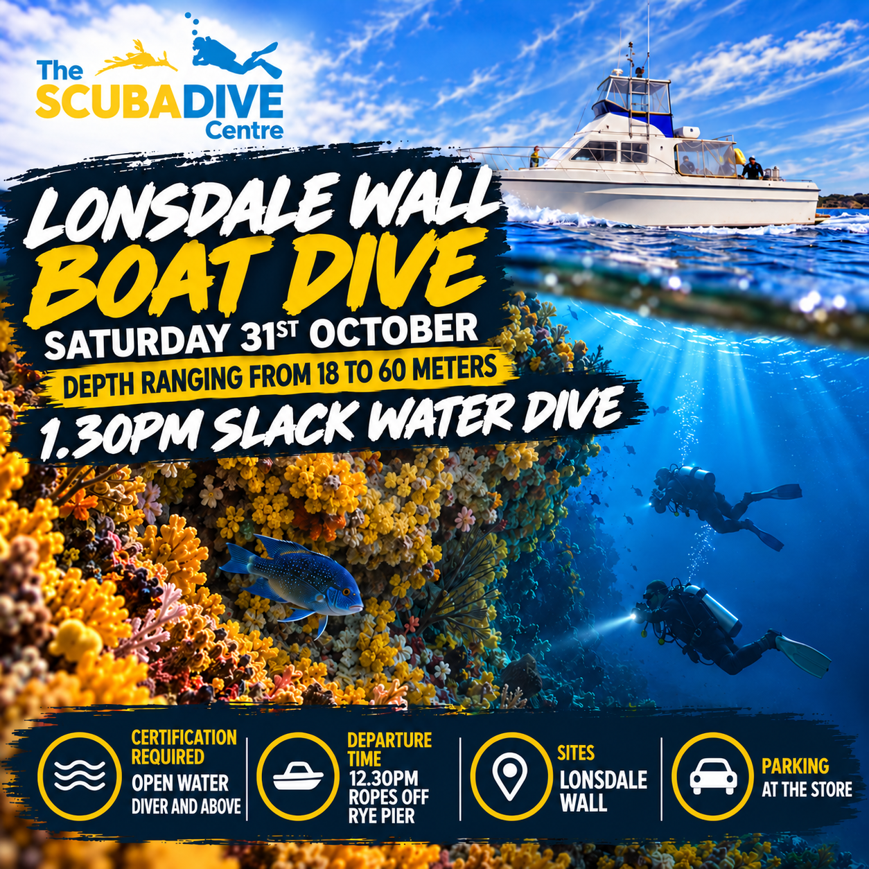 Saturday 31st October 12.30pm | Lonsdale Wall | Boat Dive