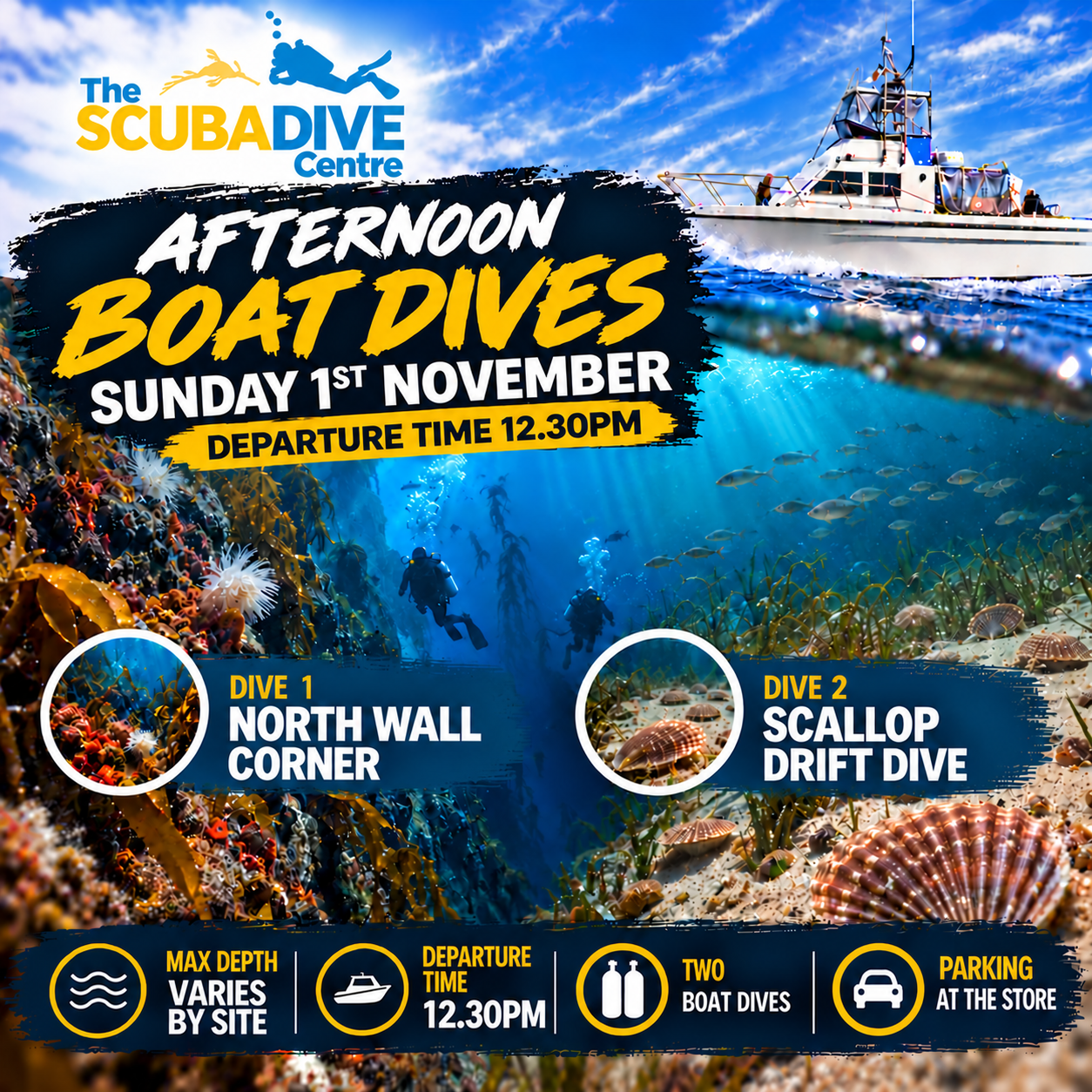 Sunday 1st November | Afternoon Single or Double Boat Dive