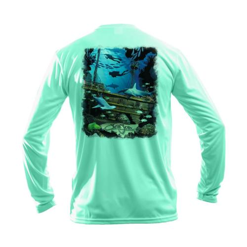 Shipwreck L/S Marble Fade Aqua Fade -2XL