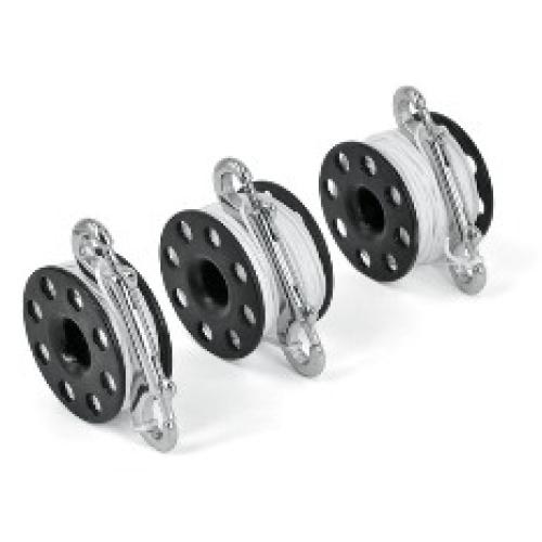 Finger Reel with Brass Carabiner c/w 45m White line