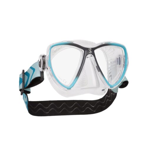 Synergy Mini Mask w/ Comfort Strap -Turquoise/Silver - Clear Skirt