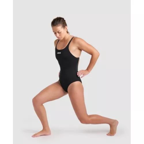 Womens Team Swimsuit Swim Pro Solid - Black-White