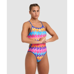 Women's Swimsuit U Back Allover - Neon Blue Multi, Size 36