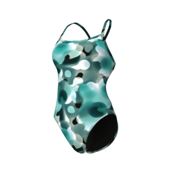 Womens Camouflage Swimsuit Challenge Back - Water Multi - Size 30