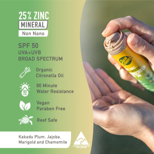 Sun Zapper Pure Zinc Anti Mozzie Sunscreen SPF 50 Pump