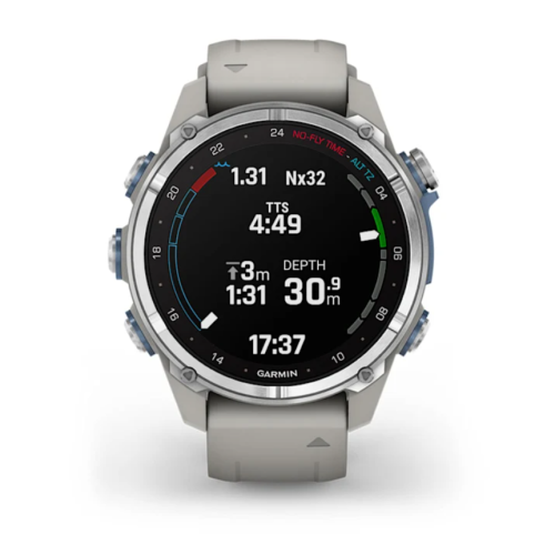 Garmin Descent Mk3 43mm, Stainless Steel with fog grey silicone band