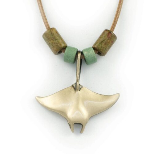 Bronze Single Manta Ray Necklace wth Beads