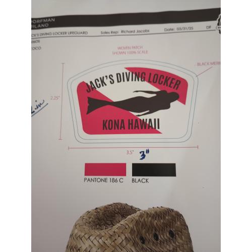 'Regia' Lifeguard hat w/Dive Flag & Blk Mermaid Logo