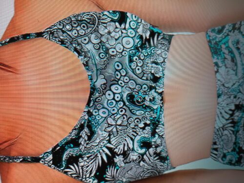 ELECTRIC BLUE OCTOFLORAL SPORTS BRA BIKINI TOP HYBRID