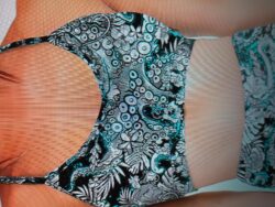 ELECTRIC BLUE OCTOFLORAL SPORTS BRA BIKINI TOP HYBRID