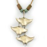 Bronze Triple Manta Ray Necklace with Beads Bronze Triple Manta Ray Necklace with Beads