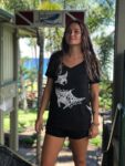 Ladies V-Neck Tribal Mantas T-Shirt Ladies V-Neck Tribal Mantas T-Shirt