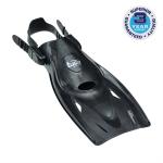 OPEN HEEL SNORKEL FIN W/SIL STRAP, LARGE BLACK