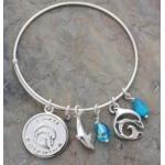 Dolphin Bracelet for Women, Dolphin Bangle Bracelet, Dolphin Charm Bracelet