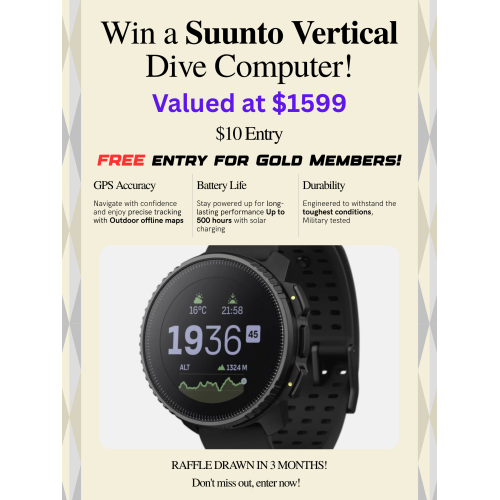 $10 per ticket to ward the raffle for Suunto Vertical dive watch