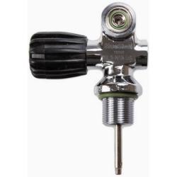 RH Tank Valve, DIN/K Outlet (3442 PSI). Standard HP Steel Valve.