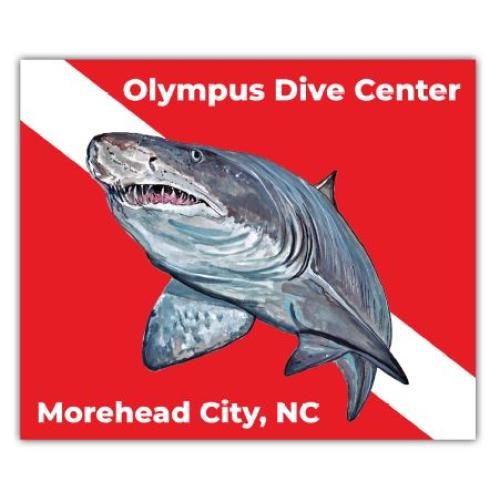 Shark Dive Flag Sticker 3 inch