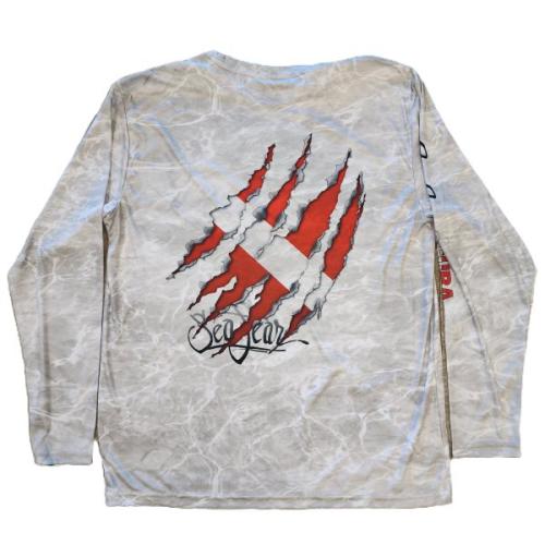 GRAY MARBLE TORN FLAG LONG SLEEVE RASH GUARD-SEAFEAR