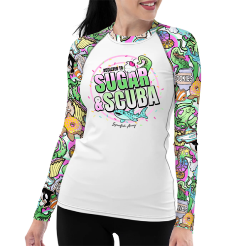 Spacefish Army WOMENS RASH GUARDS CandyOcto
