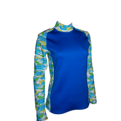Dive Buddy Originals - Womens Rash Guard ROYAL BLUE/DOLPHINS