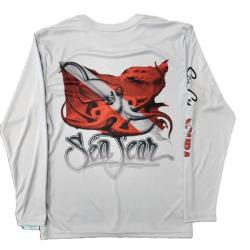 SMALL GRAY OCTO DIVE FLAG LONG SLEEVE RASH GUARD - SEAFEAR