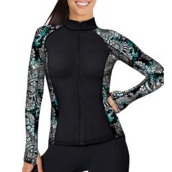 Size 3XLarge Women's Zip Rashguard BlueOcto ZR 3X - Spacefish Army