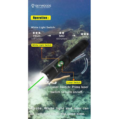 DIVE LIGHT,1200 LUMEN W/LASER
