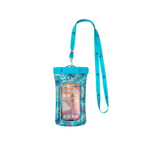 Large Float Phone Dry Bag, Blue Palm