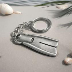 Pewter Key Chain, Scuba Fins