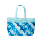 Beach Tote, Blue Tie Dye, Teal Straps