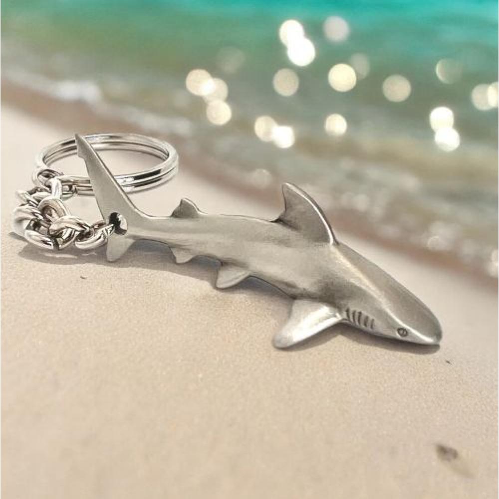 Pewter Key Chain, Reef Shark Pewter Key Chain, Reef Shark