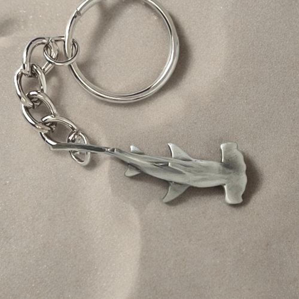 Pewter Key Chain, Hammerhead Shark Pewter Key Chain, Hammerhead Shark