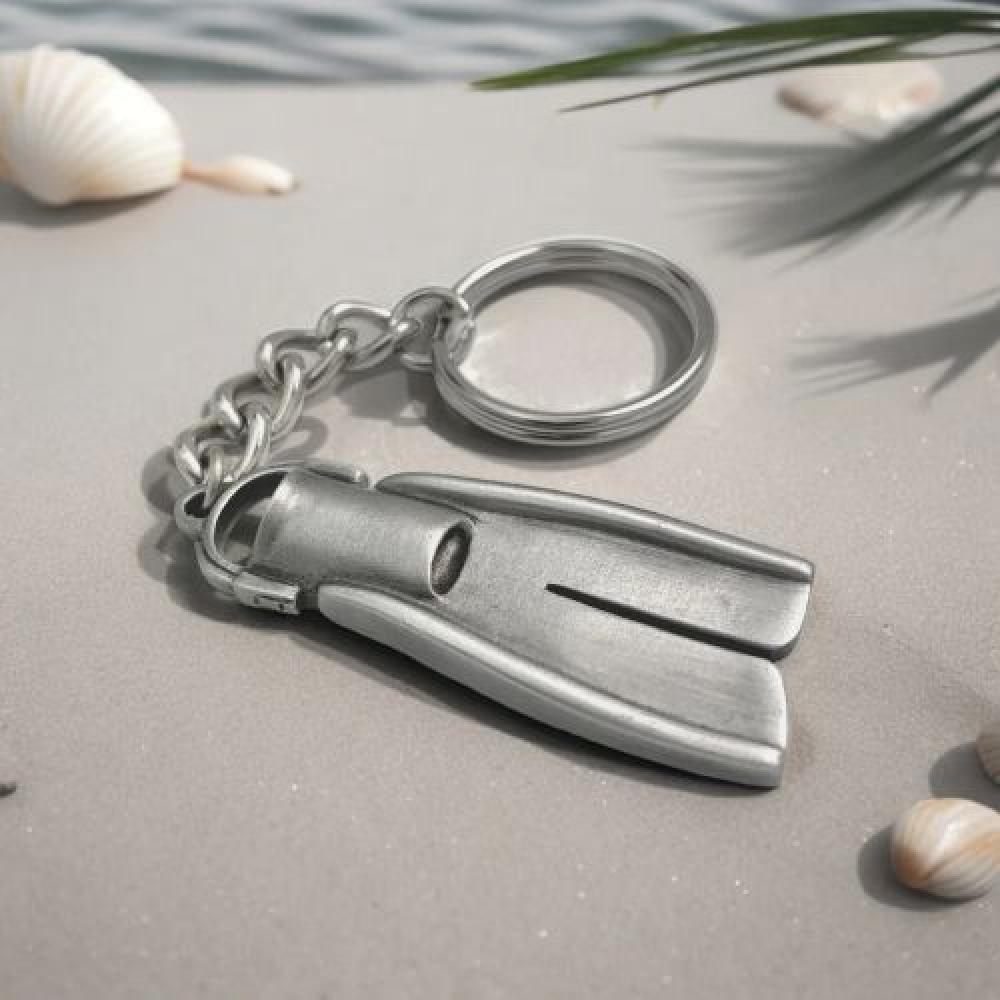 Pewter Key Chain, Scuba Fins Pewter Key Chain, Scuba Fins