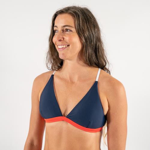 BAHAMAS BIKINI TOP NAVY/WHITE/CORAL