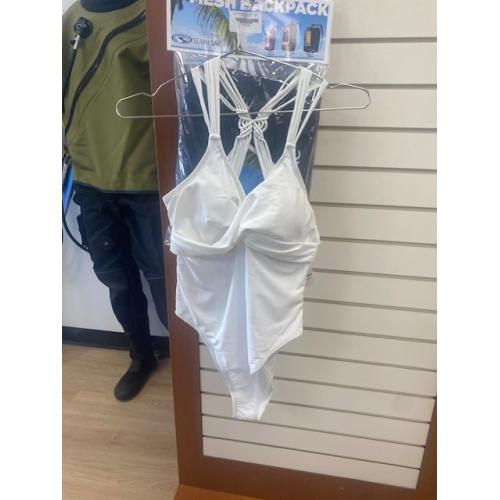 White One Piece Bathing Suit Large