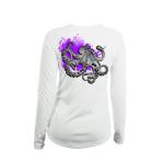 Octo Legs purple-side wrap Women's L/S V-neck performance White L