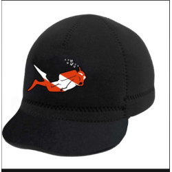 Squid Cap with Diver Image - Small - Black