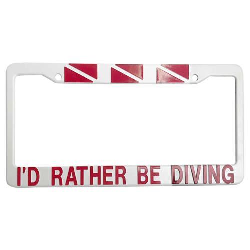 LICENSE PLATE FRAME "I'D RATHER BE DIVING"