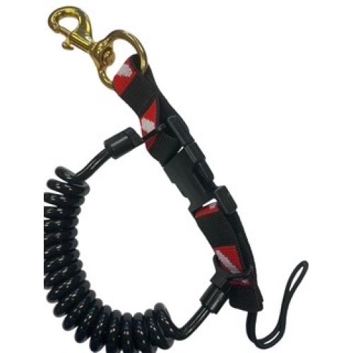 Q/R COIL LANYARD WITH SNAP & DIVE FLAG WEBBING