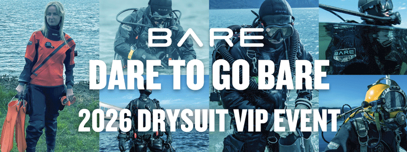 BARE Dare to Go BARE 2026 Drysuit VIP Event Banner