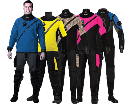 BARE Drysuit Colour Lineup Options