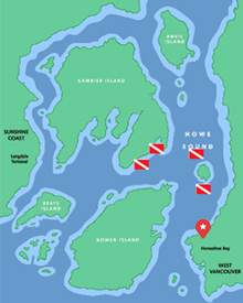 Howe Sound Boat Dive Map - International Diving Centre